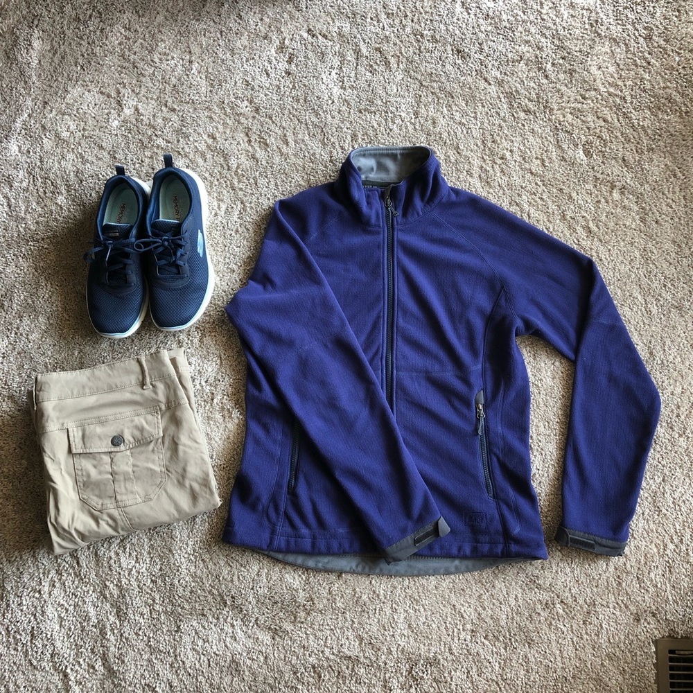 REI outdoors fleece hiking jacket blue size medium